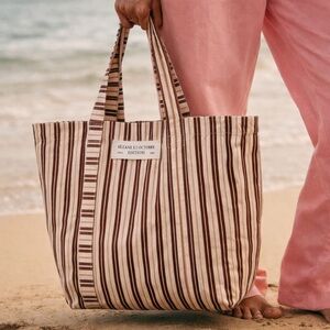 Sézane et Octubre Editions Paris 2013 Striped Tote Bag in Burgundy & Ecru